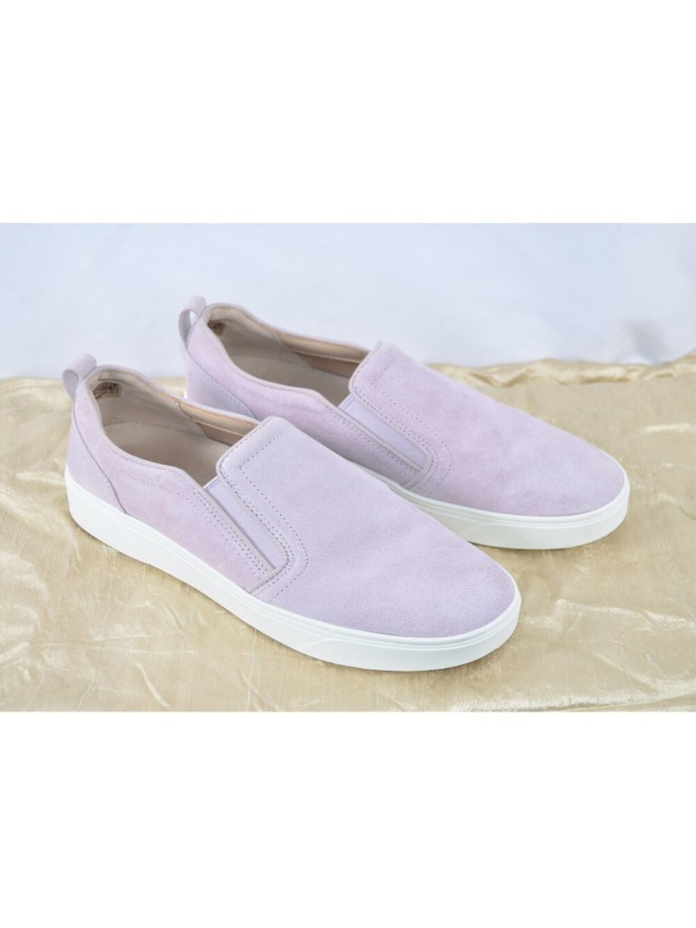 Vionic Kimmie Suede Leather Slip-On Platform Sneakers Lavender Size 8.5